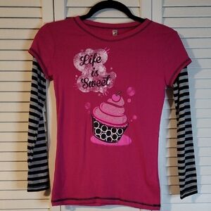 Beautees Pink Long Sleeve Tee with Cupcake Design
